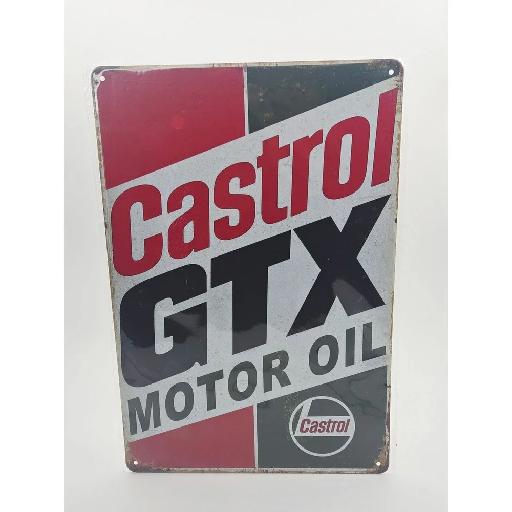 Vintage Style Gas Oil Metal Tin Signs Set Texaco Shell Mobil Castrol 6 Pack NEW‎